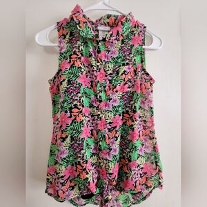 2 For $7 Bundle And Save!!!  Piper Black/Floral Summer Blouse. Size 10/12.